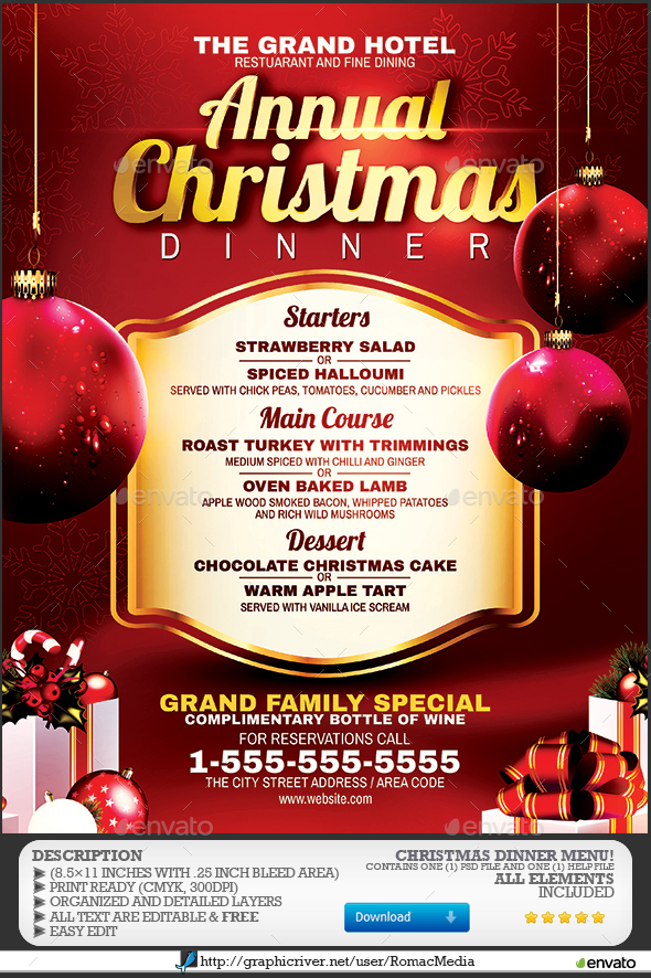 Christmas Dinner Menu by RomacMedia GraphicRiver